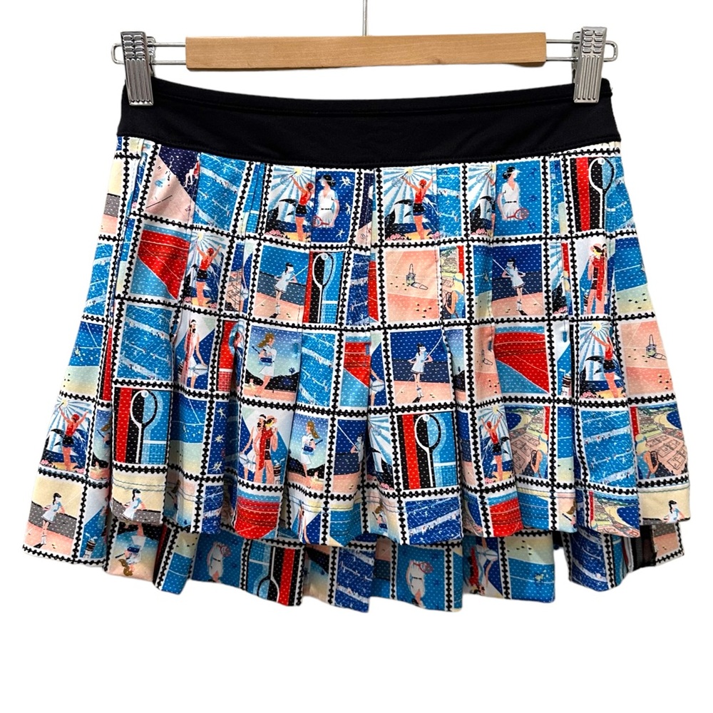 Lucky In Love Poster Girl Pleated Tennis Skirt Skort Turquoise Size XS (0-2)